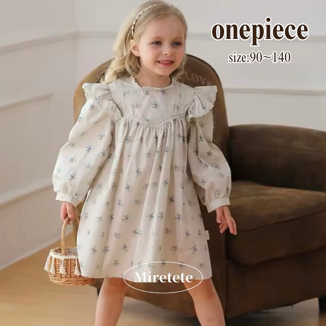 【取寄】寒色フローラルで落ち着いた上品なお嬢さんになれるガーリーワンピース