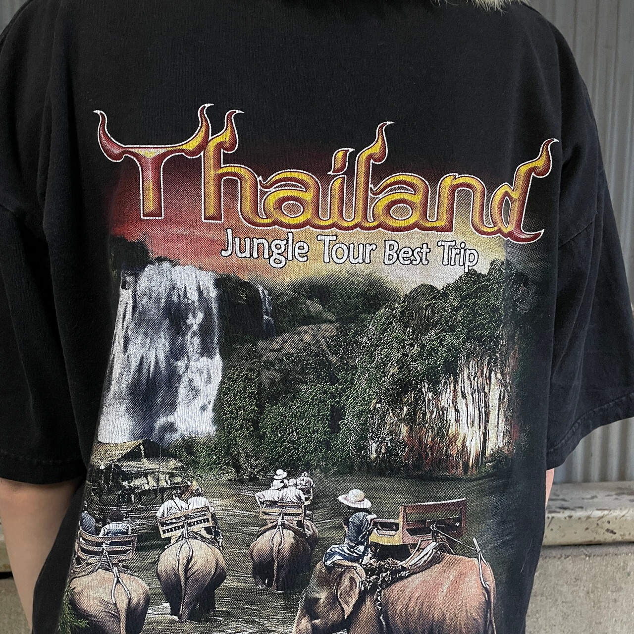 Thailand タイ スーベニア プリントTシャツ メンズL 古着 両面プリント 