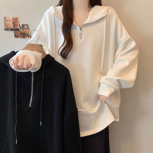 2色/ハーフジップスウェットプルパーカ ・72107 2色/ハーフジップスウェットプルパーカ ・72107