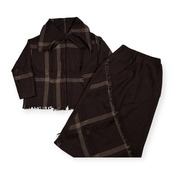 上下セット 慈雨 ジウ センソユニコ チェック柄 セットアップ ジャケット & ウール スカート サイズ 40 /ダークブラウン/日本製
