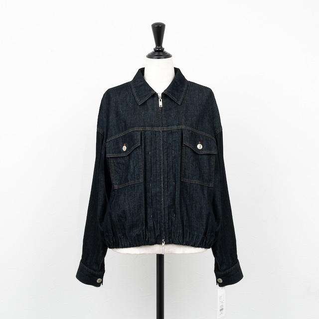 【PASSIONE／パシオーネ】フロントジップデニムブルゾン（ネイビー）
