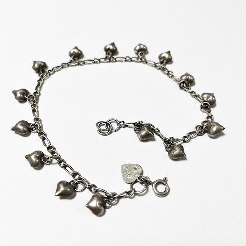 Vintage 925 Silver Heart Charm Bracelet