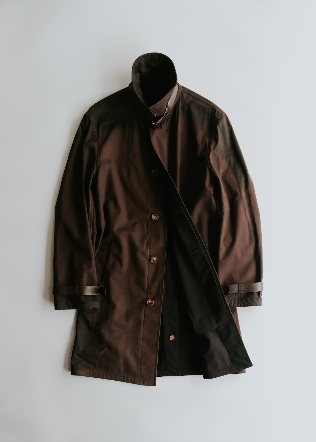 HERMÈS waxed cotton multiple belted coat