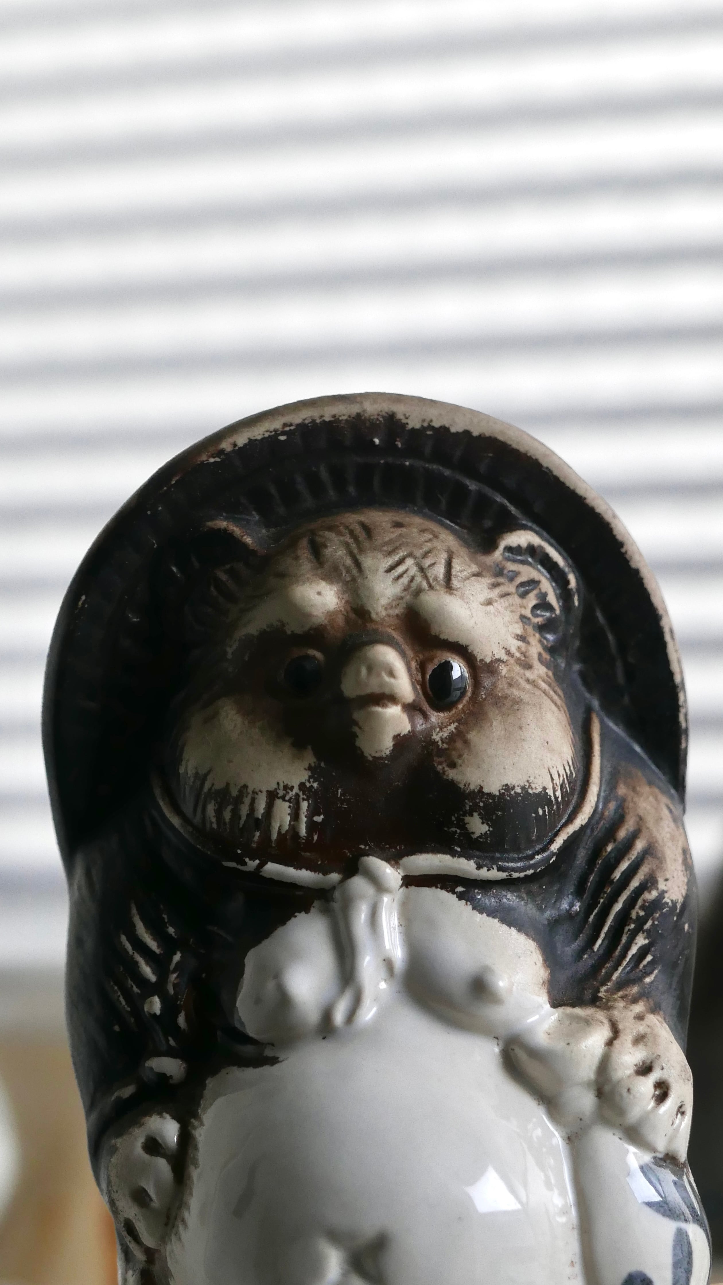 pottery tanuki , monochrome