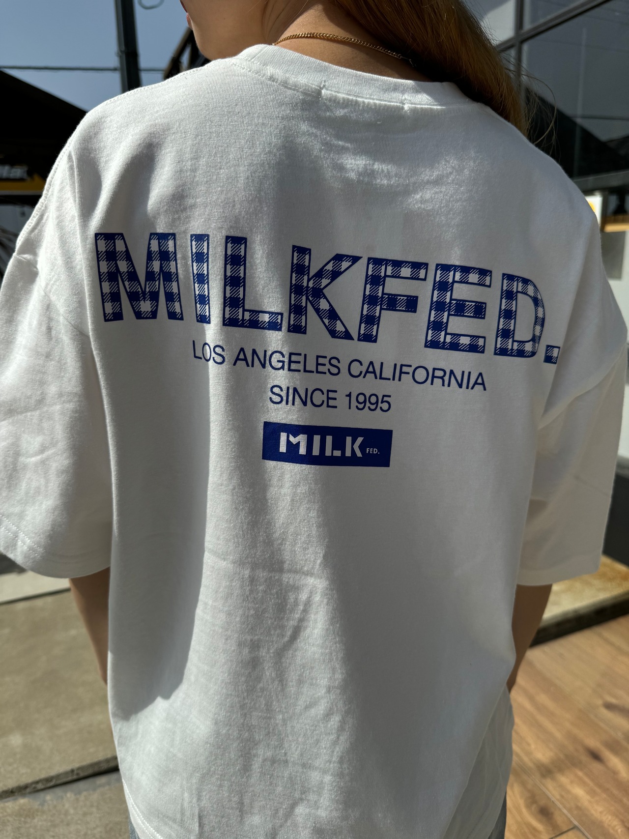 【MILKFED. 】CHECKERED LOGO WIDE S/S TEE【ミルクフェド】