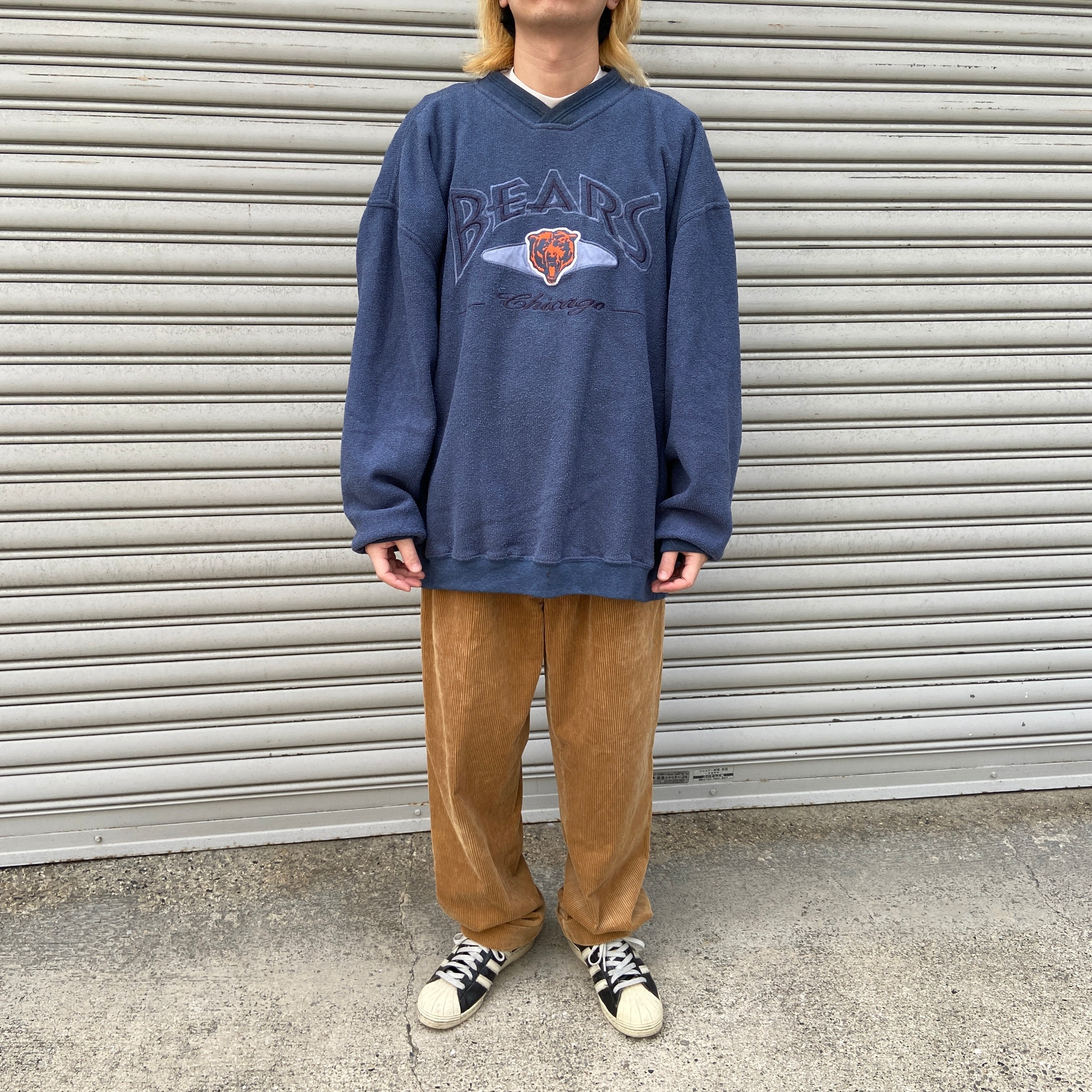 送料無料』90s シカゴベアーズ パイルスウェット Lee Vネック 送料無料』90s シカゴベアーズ パイルスウェット Lee Vネック