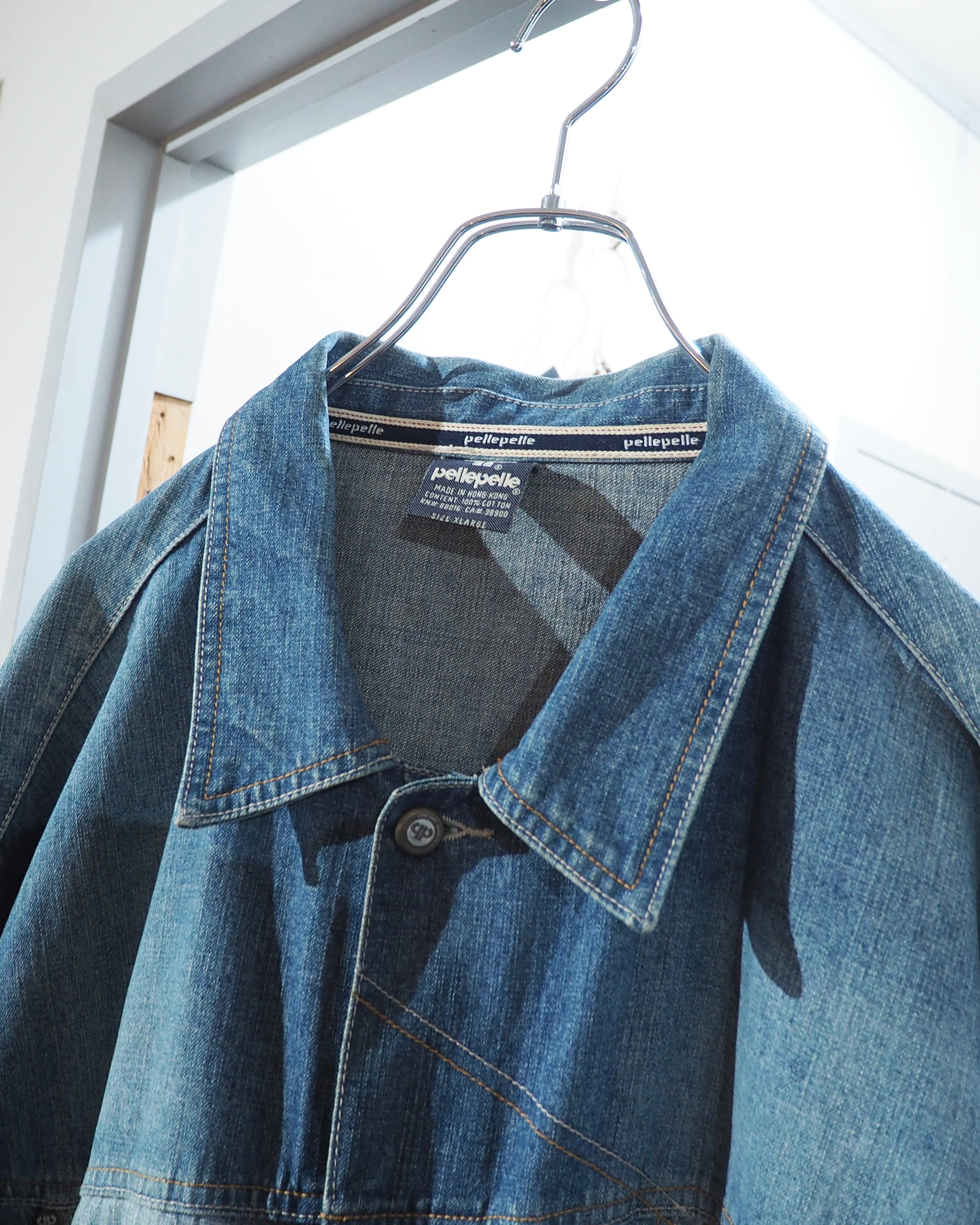 1990s " pellepelle " Special Rebuiling Over silhouette vintage Denim jacket