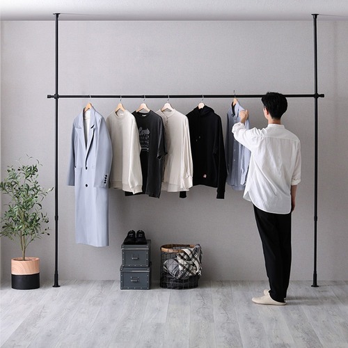 つっぱりハンガーラック　1段　幅250cm