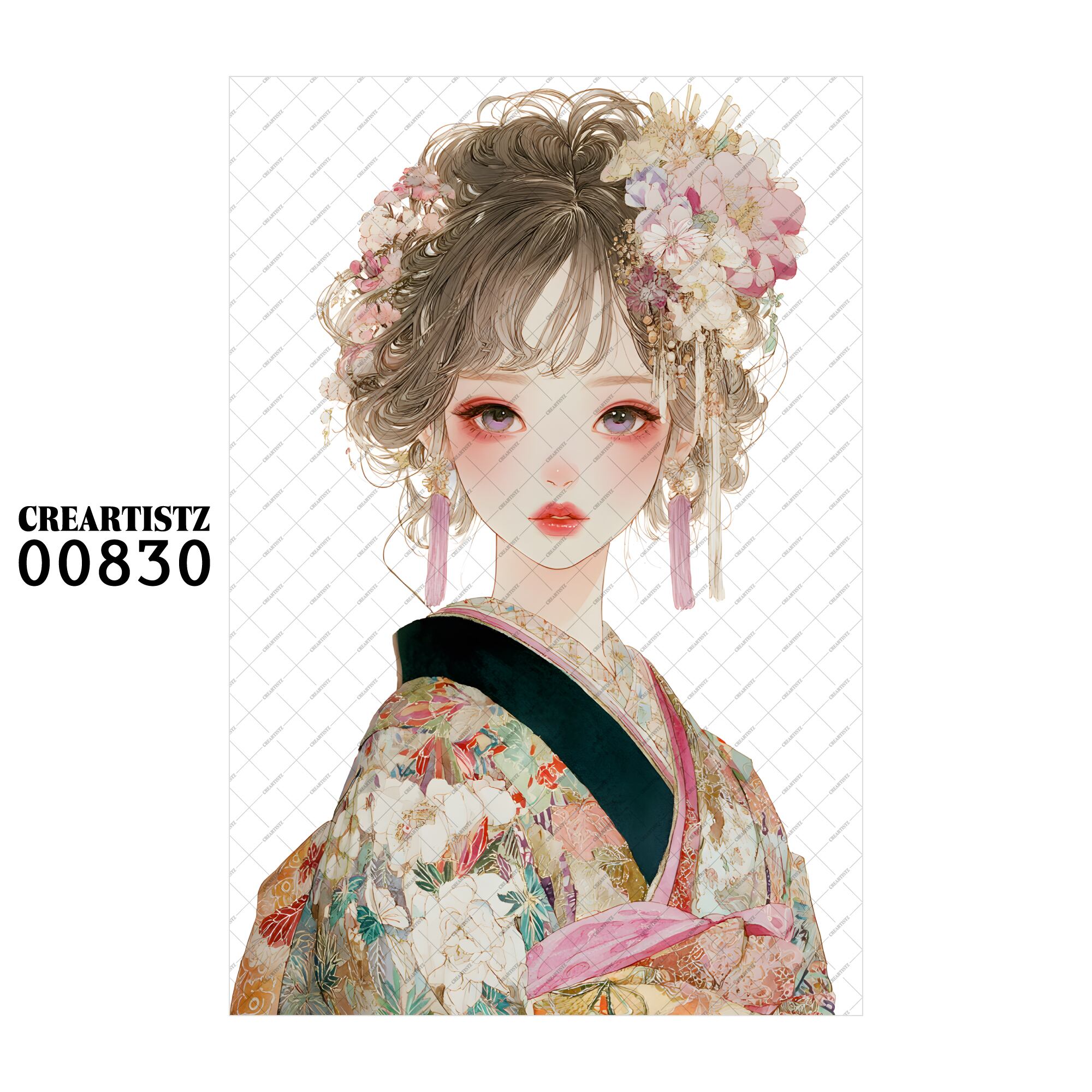 00830 ガール キュート オリジナル ペーパー/ステッカー 4枚セット CREARTISTZ