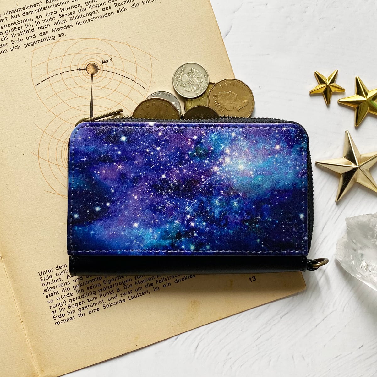 星と銀河の宇宙柄 ミニ財布・コンパクト財布
