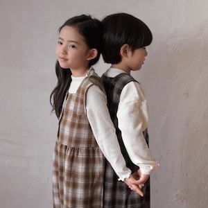 ベビー 冬新作　韓国風 チェック ユニセックス　オーバーオール