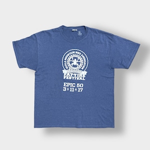 【JERZEES】FATBIKE イベント系 プリント ロゴ Tシャツ バックプリント L Fat Tire Festival ファットバイク X-LARGE ビッグサイズ 半袖 ブルーグレー US古着