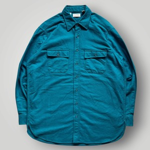 【USA製】80s 90s LLBean シャモアクロス 長袖シャツ メンズ 17 XL TALL エメラルドグリーン アメリカ製 VINTAGE エルエルビーン コットン
