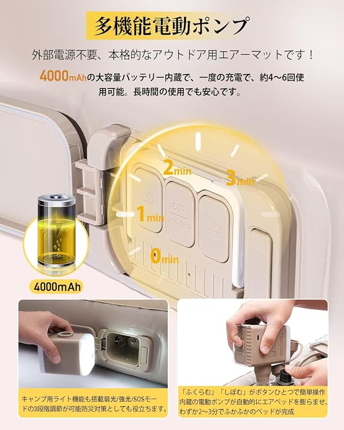 2025春夏限定・お花見に最適】BOOMAX エアーベッド 電動エアーマット