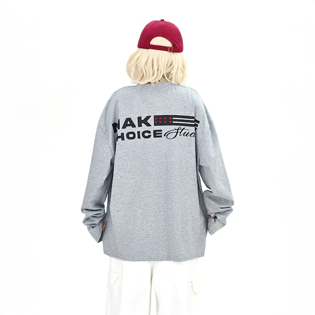 スターシンボルバックプリントヘンリーロンT 2col   R01678