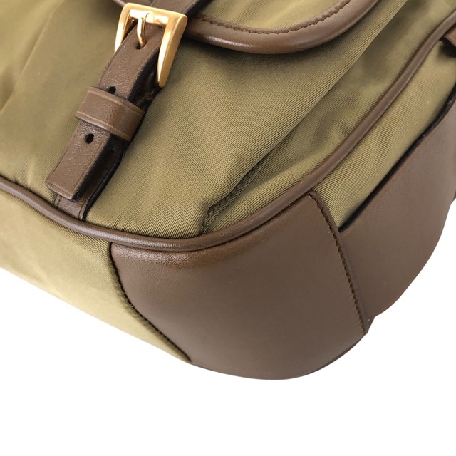PRADA プラダ ショルダーバッグ ベージュ トライアングルロゴ ナイロン vintage ヴィンテージ オールド 5fdcba