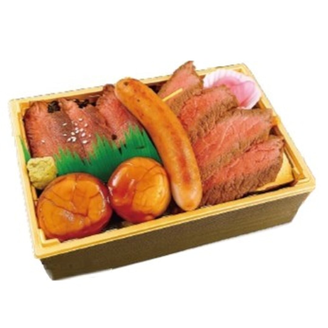 〈道の駅なかがわ〉猿払産ホタテ&北海道産牛食べ比べ弁当 1折