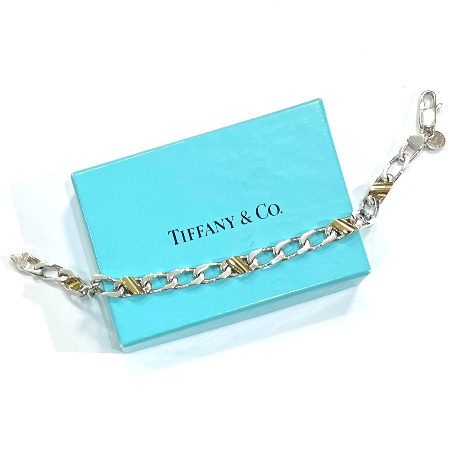 ヴィンテージ　Tiffany &Co ブレスレット 約18cm TIFFANY&CO.】 2850 silver925×18k 750 コンビカラーブレスレット