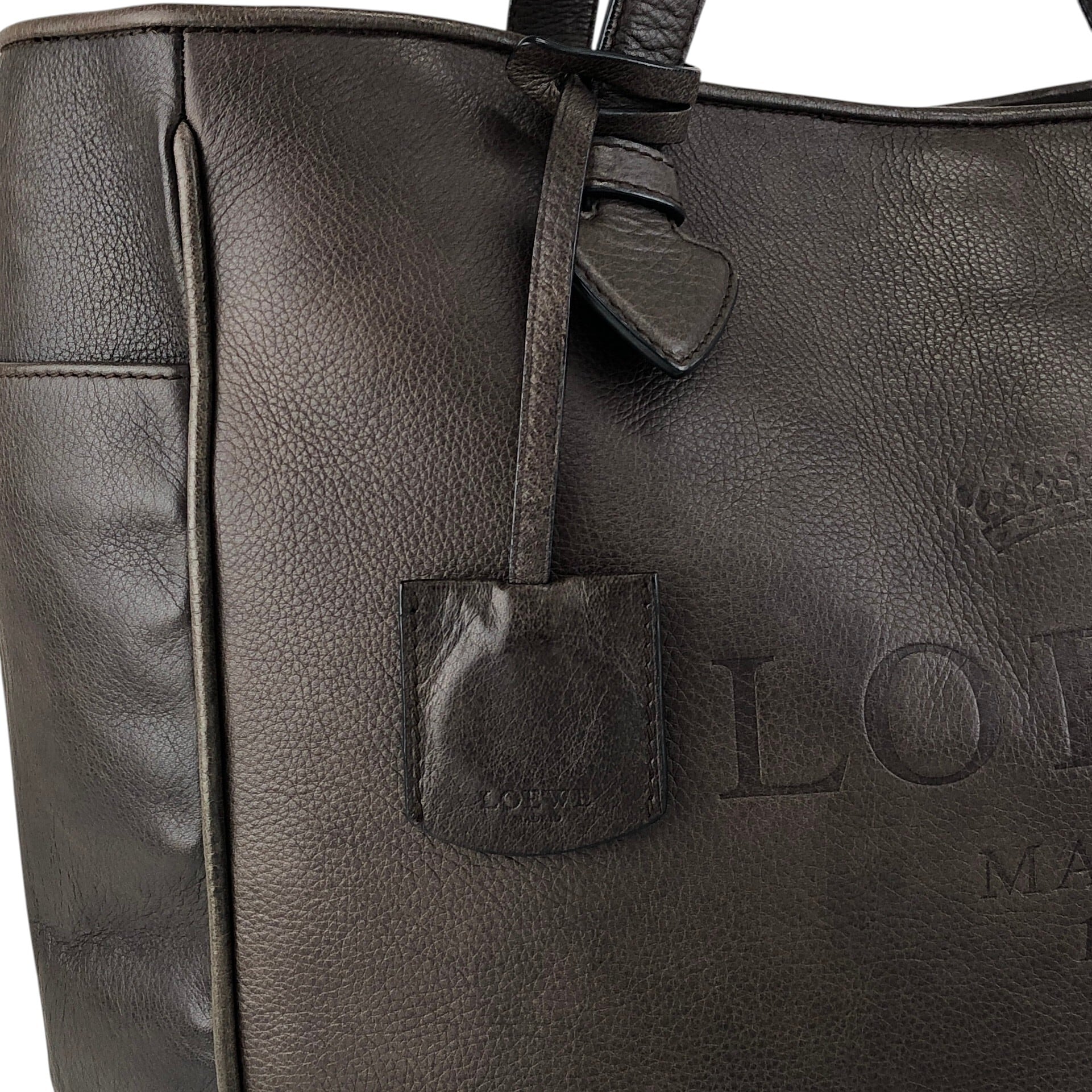 LOEWE ロエベ ハンドバッグ ブラウン ヘリテージ 型押しロゴ レザー