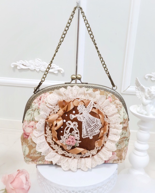 手染めレースのエンジェルバッグ【ブラウン】