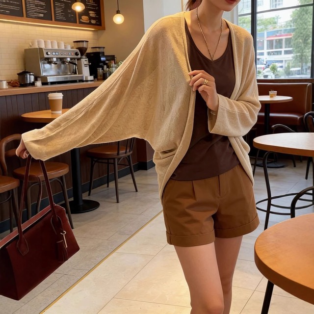 【カーディガン】 カーディガン レディース 春夏 薄手 おしゃれ かわいい 韓国 トップス トッパーカーディガン 20代 30代 40代 50代 春 夏 秋 レディース ニット カーキ ブラウン 茶色 S M