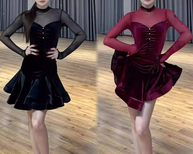 ロングスリーブ ハイネック ダンスドレス ds1107