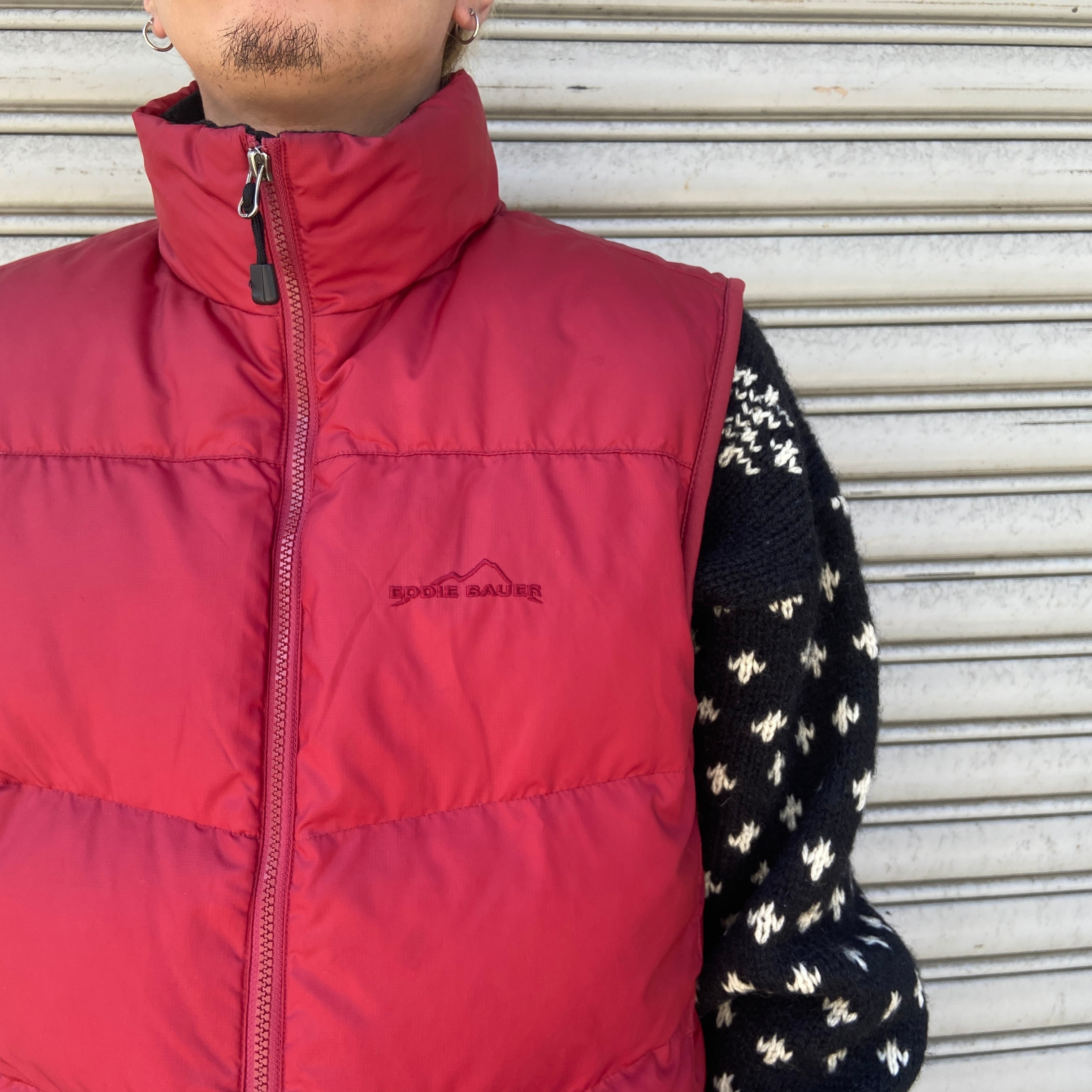 Eddie Bauer EB700グースダウンベスト 700フィル レッド M Eddie Bauer EB700グースダウンベスト 700フィル レッド M