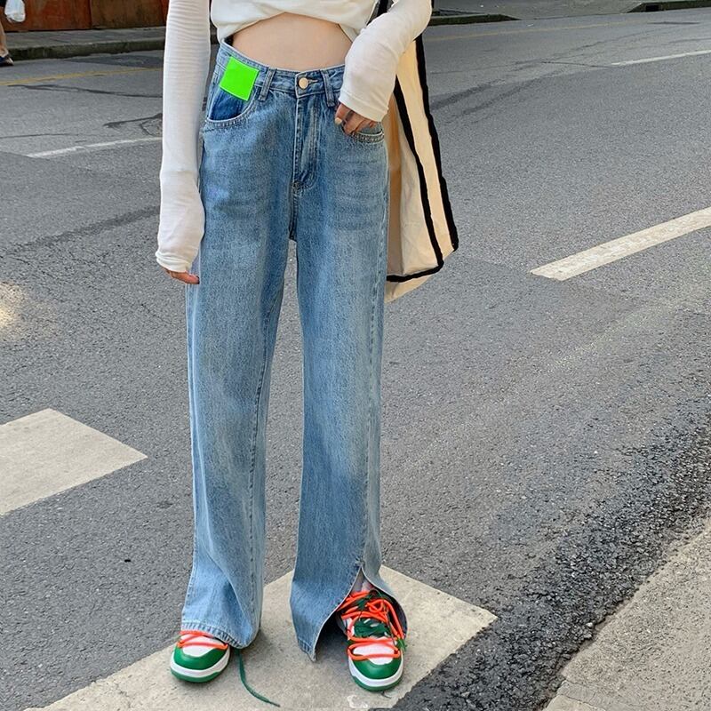 ジーンズ スプリングオータムハイウェストウェストルーズパンツ 春物 秋物 1号婦人70436818834