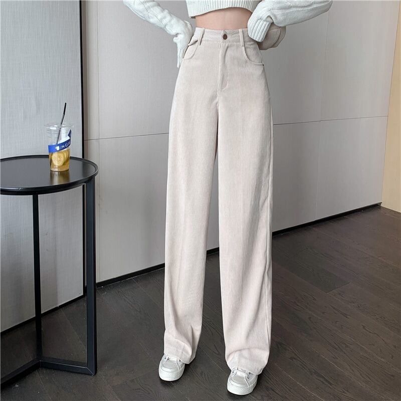コーデュロイパンツ ルーズオータムウィンターハイウェストウェストカジュアル 秋物 冬物 YY-ファッション86323442635