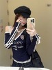 2024秋冬長袖 Tシャツ ショート丈 カットソーワッペンK-POPトップスカジュアルタンク韓国風ストリート系へそ出しパッチワークタイトネックスリーブ肌見せTファッションレディースかわいいサイドロゴ