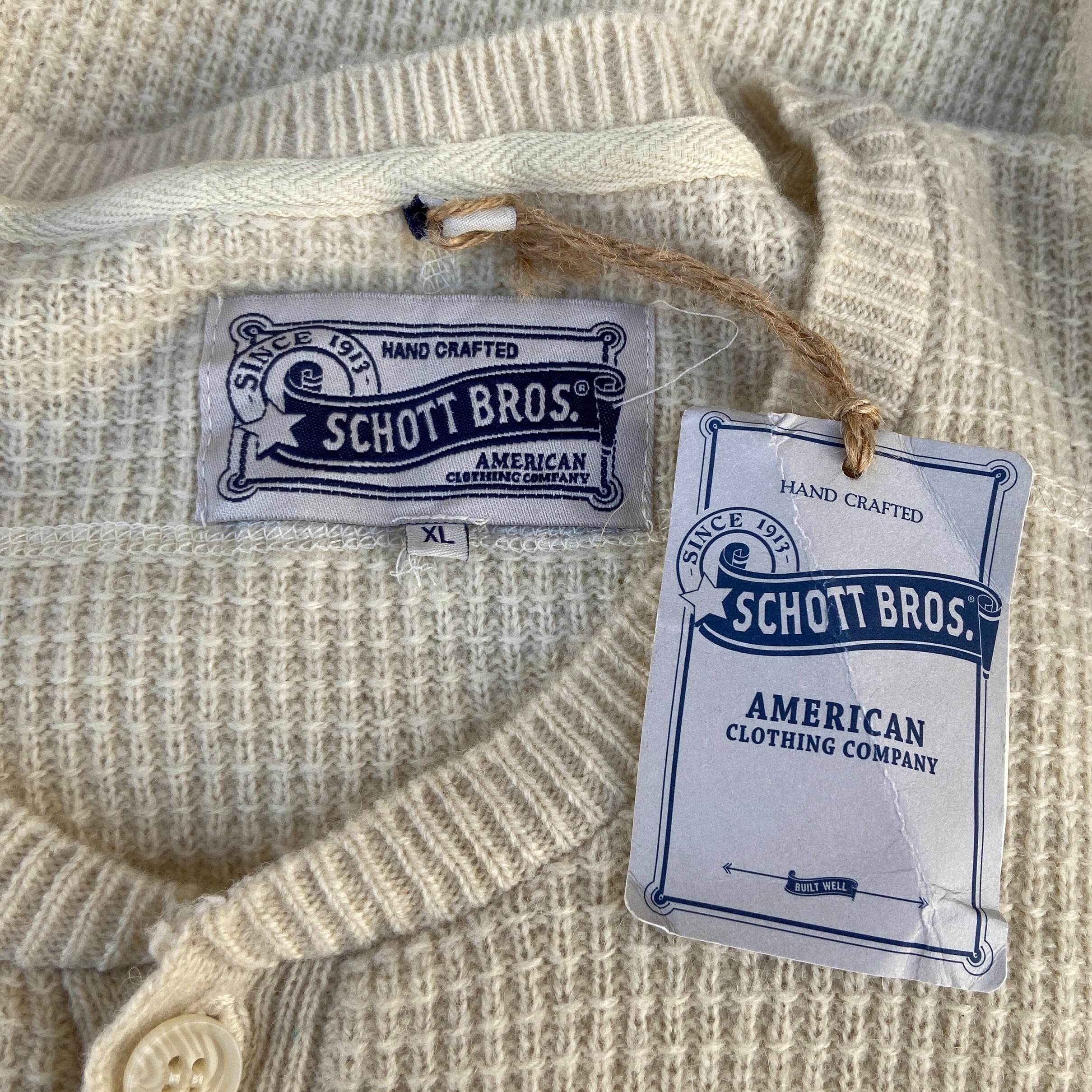 新品 タグ付き Schott ショット ワッフルニットセーター ヘンリー