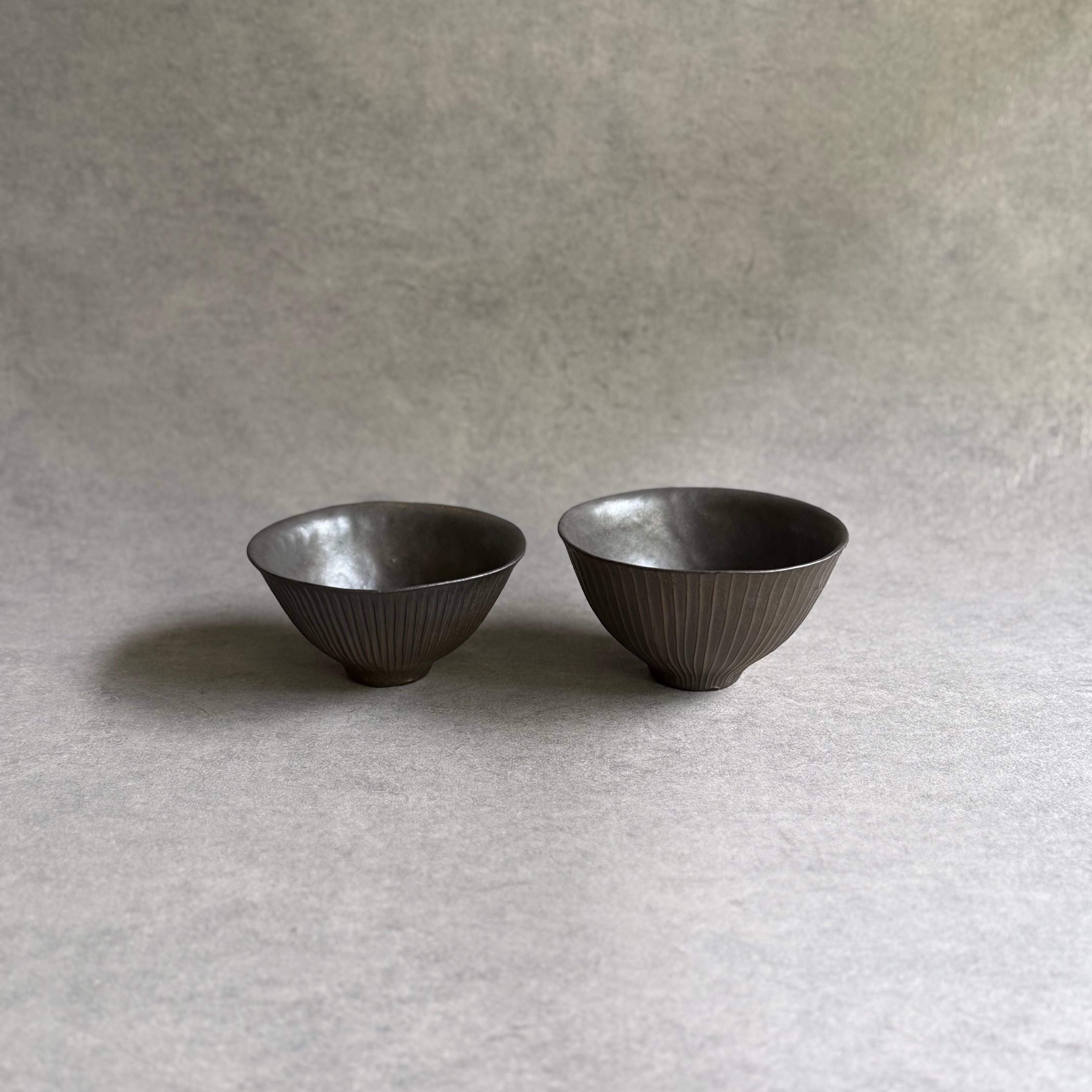 鈴木進 金彩釉 しのぎ 飯茶碗