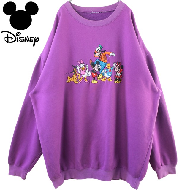 90s ディズニー Disney ミッキー スウェット 紫