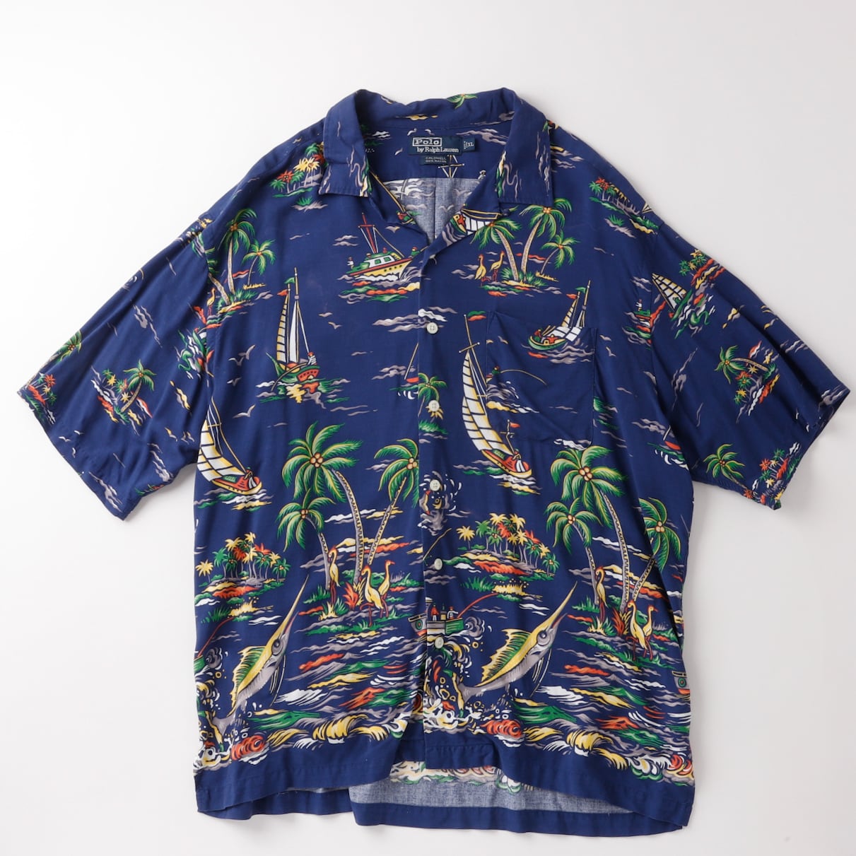 POLO RALPH LAUREN 2026年アロハシャツ M ネイビー POLO RALPH LAUREN