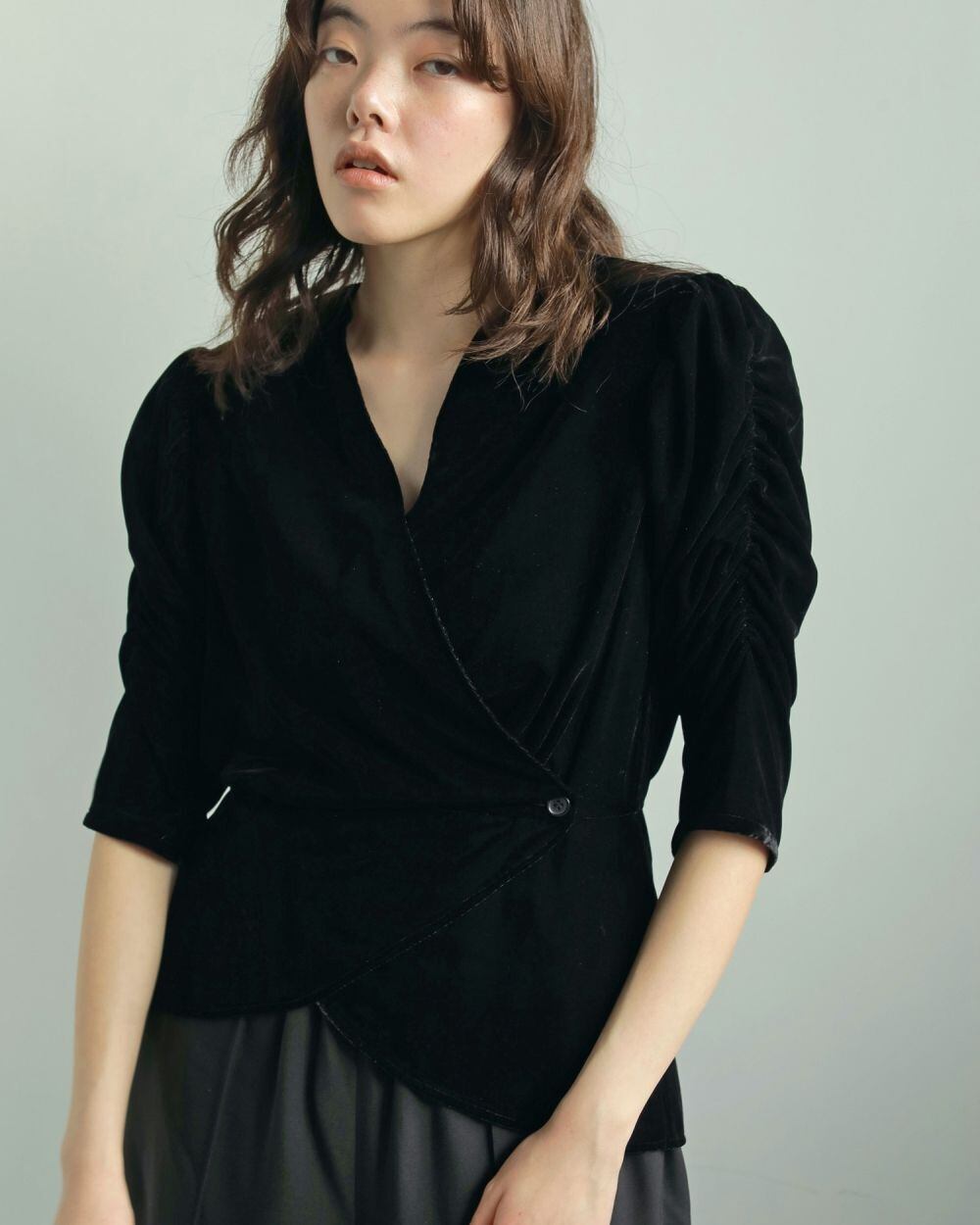 anuke 】Velour Gather Blouse | valance 福井｜レディース セレクト