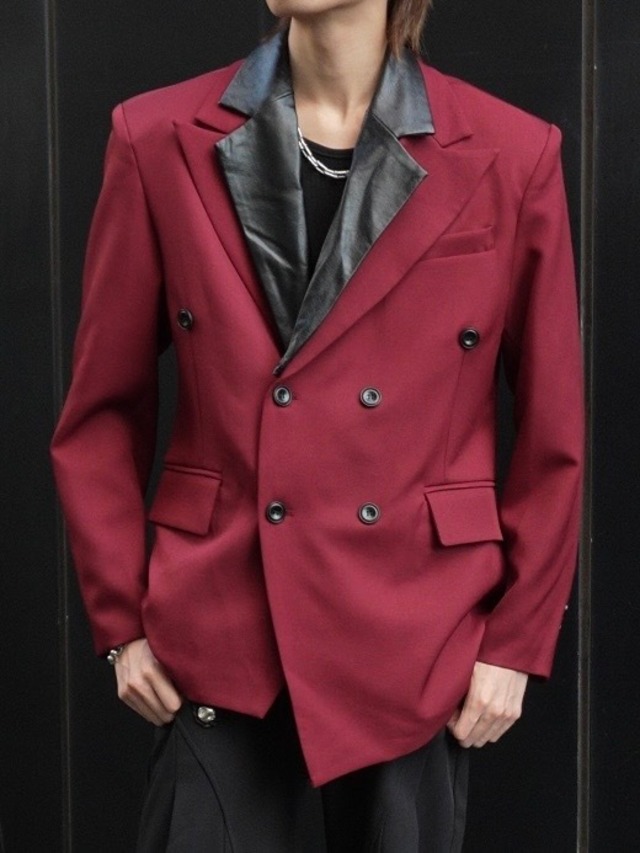 【ALUDE SELECT 】Double velvet pu leather jacket(2color）