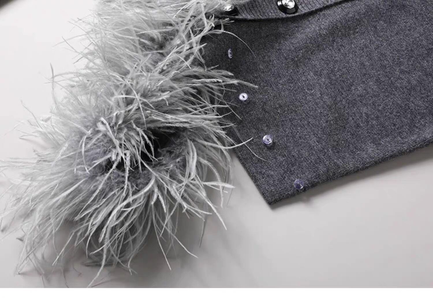 全2色裾フェザーカーディガン【060908】 | ROSE AURA