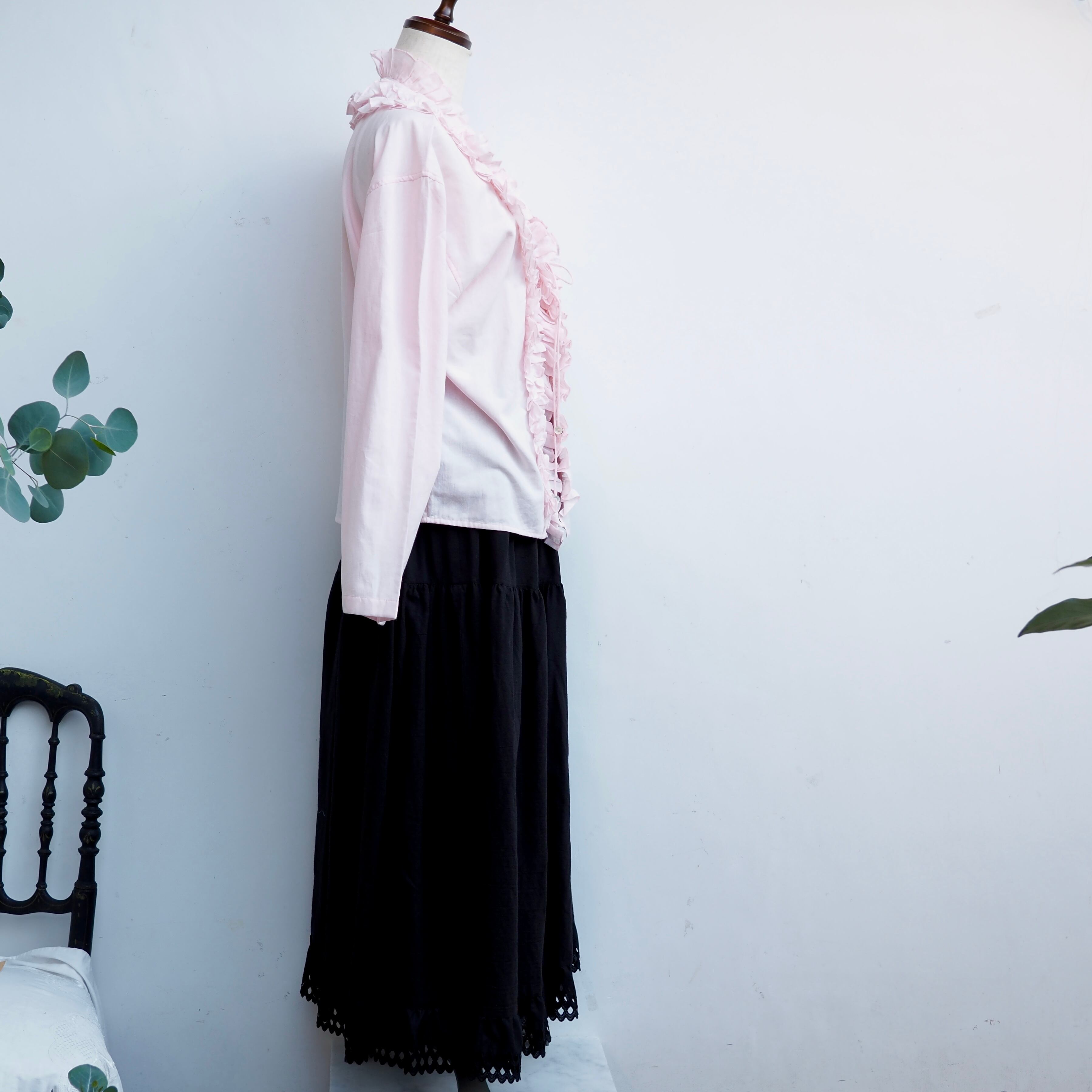 BUNON/Double Frill Cape/フリルケープ(black・ecru)