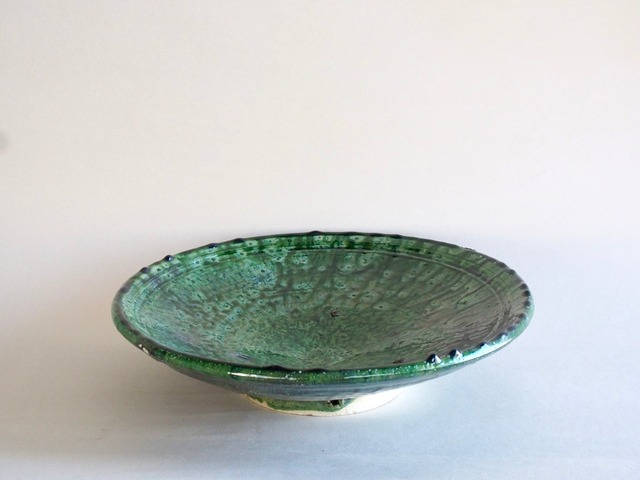 MOROCCO - TAMEGROUTE POTTERY PLATE (L) - Green