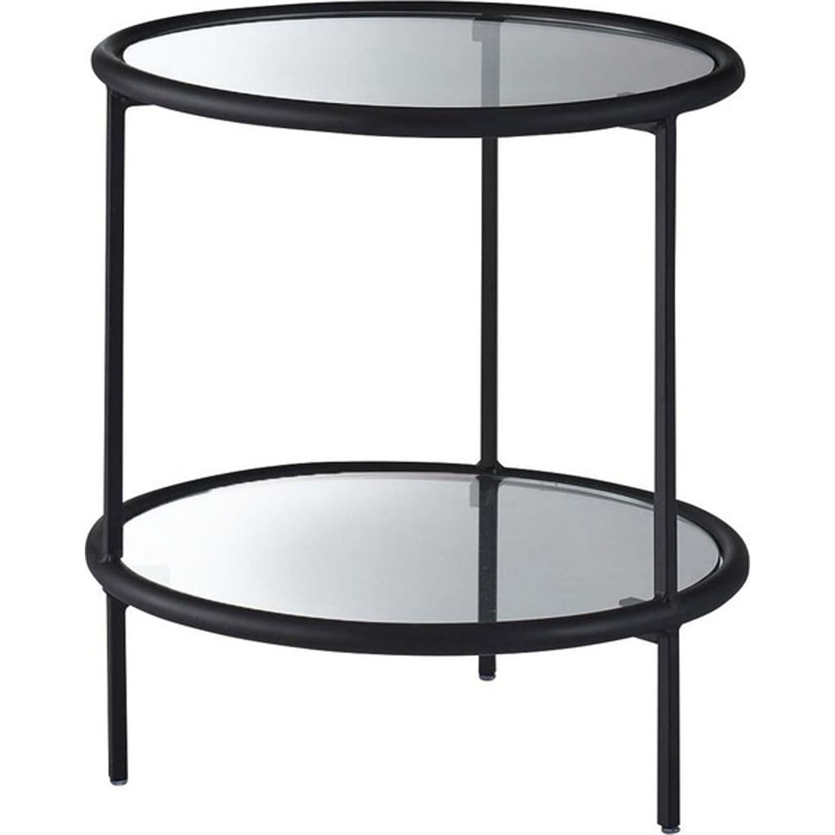 ガラステーブル センターテーブル サイドテーブル ラウンドテーブル ガラス アイアン インダストリアル モダン シンプル おしゃれ クリア ブラック 黒 ネストテーブル 棚 ディスプレイ 2段 ナイトテーブル コレクション