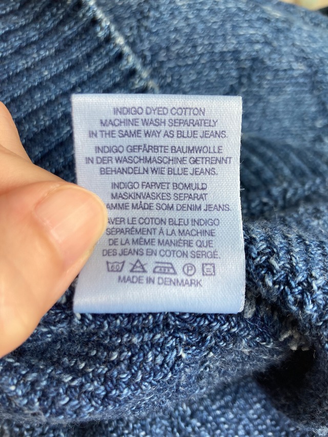 1990’s DENMARK BLUE WILLIS Indigo Cotton Knit Vest／XL
