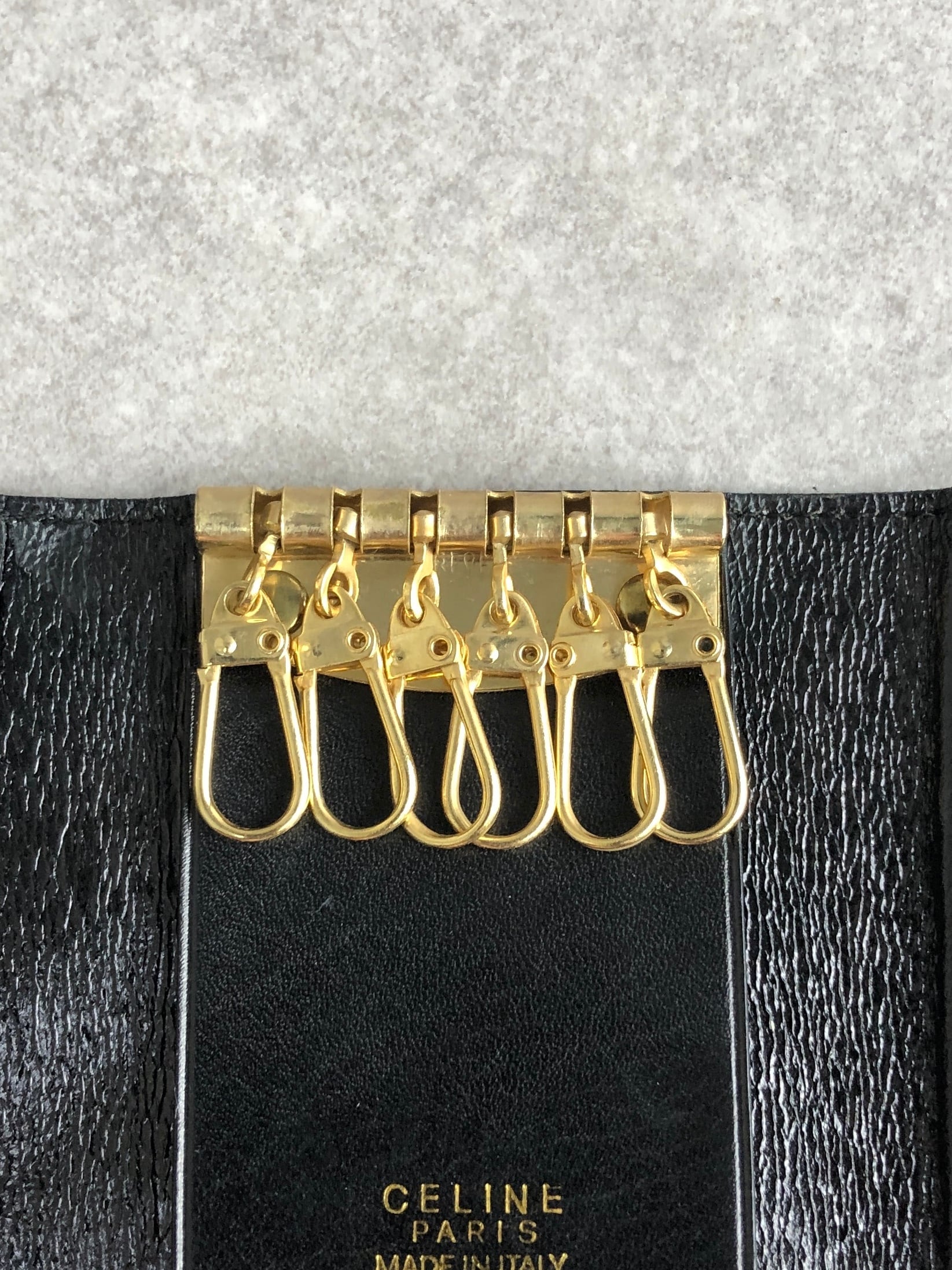 CELINE セリーヌ キーケース ブラック ホースキャリッジ レザー 6連