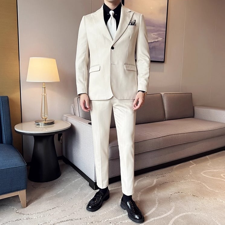 ラグジュアリーシャドーストライプシングルブレストジャケットスーツ