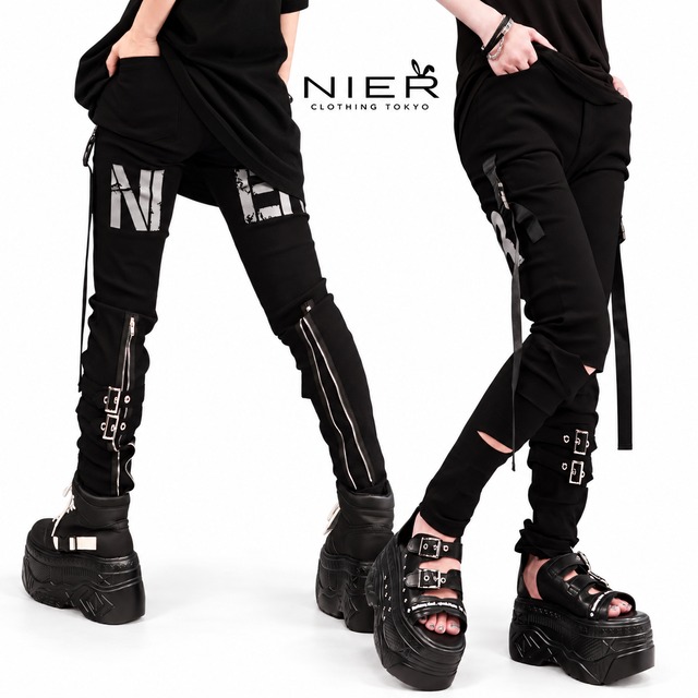 4POCKET FRONT SLIT BACK LOGO STYLISH PANTS