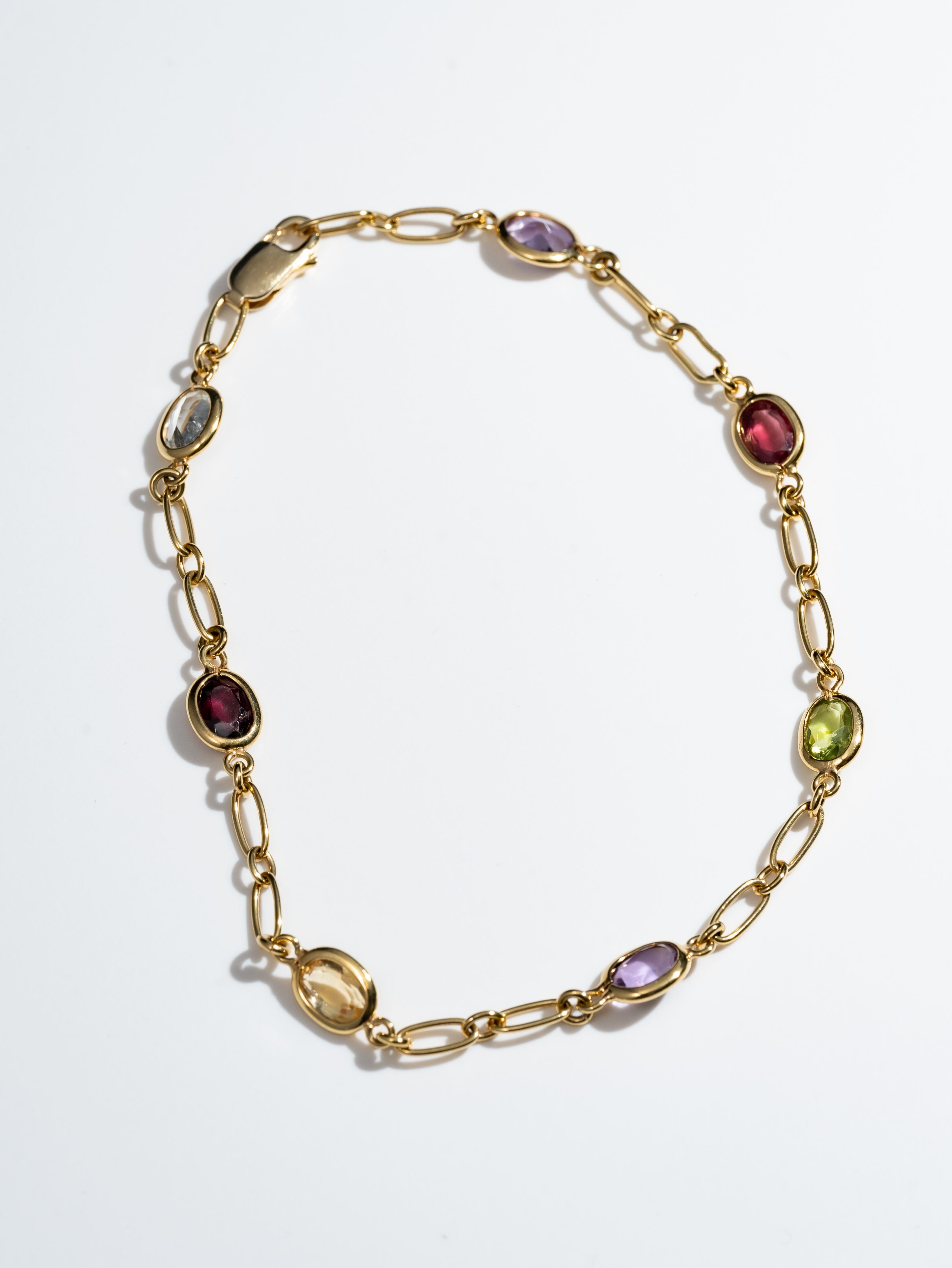 Vintage 14k naturalgem stone chain bracelet