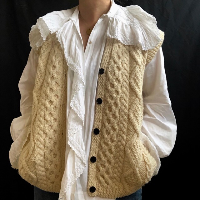 1970s Hand Knitting Aran Vest