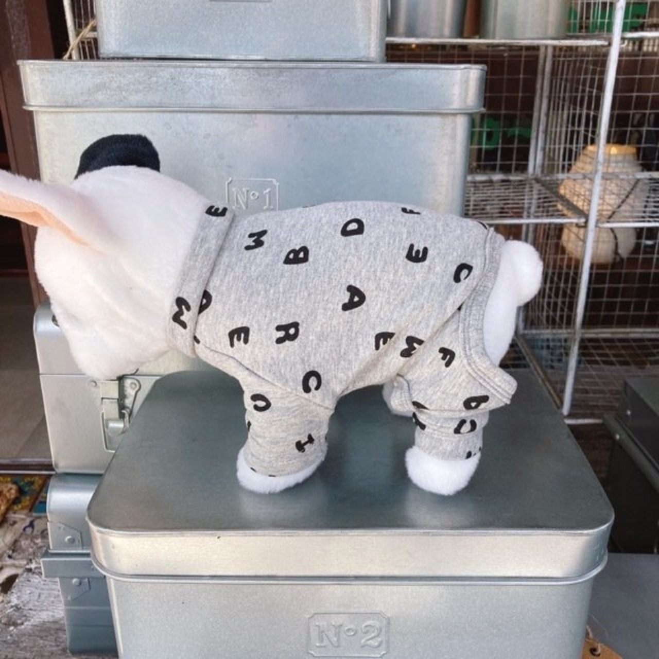DOG WEAR　アルファベットロンパース　グレー
