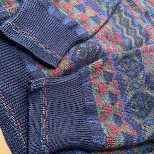 【THE ITALIAN SWEATER CO】イタリア製 ウール アクリル 柄ニット セーター 柄物 総柄 オールパターン L MADE IN ITALY EU古着