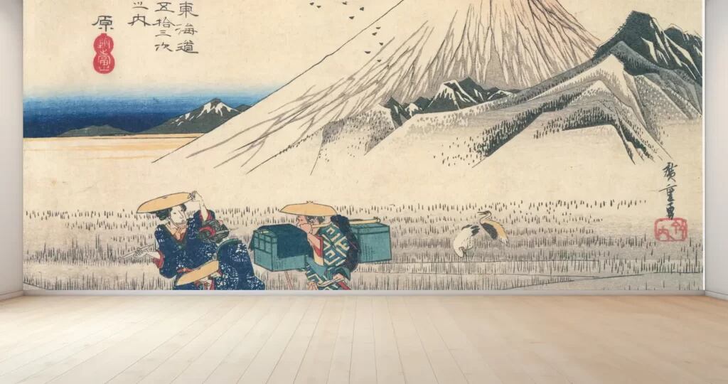 絵タイル 水車富士 12枚組 冨嶽三十六景 隠田の水車