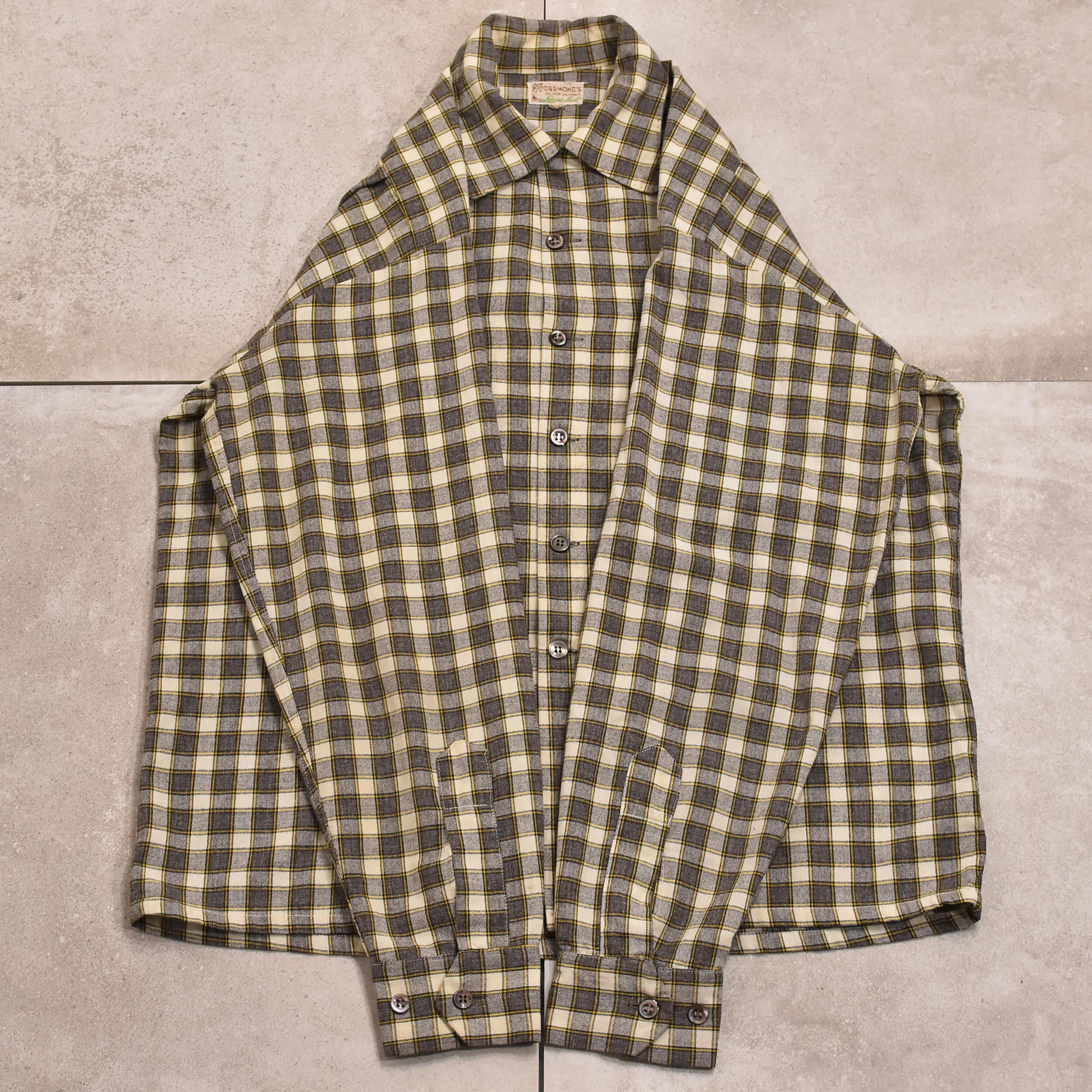 50s 60s DESMOND'S レジャーシャツ　開襟　コットン　総柄　古着 50s～ DESMOND'S leisure shirt | 古着屋 grin days memory 【公式